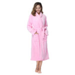 RONGTAI Womens Bathrobe Ladies Fleece Plush Warm Long Robes Fleece Nightgown Sleepwear - Image 2
