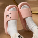 Cute Bear Home Slippers Summer Fashion Thick Bottom Non-slip Bathroom Slipper Women Men Couples Shoes - Image 3