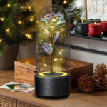Creative 2 In 1 Rose Flowers LED Light And Bluetooth-compatible Speaker Valentine's Day Gift Rose Luminous Night Light Ornament In Glass Cover - Image 4