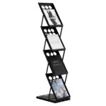 Foldable Magazine Display Rack. 4-Tier Brochure Literature Display Stand, Portable Catalog Brochure Holder Stand With Carrying Bag For Office Trade Show Exhibitions, 4 Pockets