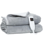 Heated Electric Blanket, Warm Throw Blanket With 5 Heating Levels, 10 Hour Auto-Off Timer, Grey