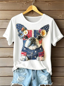 Womens Fashion Short-Sleeve Top With 3D Digital Print - Image 2