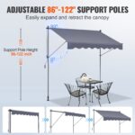 Manual Retractable Awning, 118" Outdoor Retractable Patio Awning Sunshade Shelter, Adjustable Patio Door Window Awning Canopy With 39" Sun Shade Curtain For Backyard, Garden, Balcony - Image 4