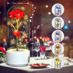 Creative 2 In 1 Rose Flowers LED Light And Bluetooth-compatible Speaker Valentine's Day Gift Rose Luminous Night Light Ornament In Glass Cover - Image 7