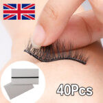 UK 40 PiecesBox Reusable Self-Adhesive Eyelash Glue Strip False Eyelashes Black - Image 4