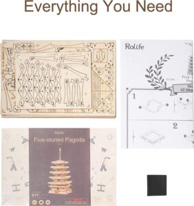 Robotime Five-storied Pagoda 3D Wooden Puzzle Toys For Children Kids Birthday Gift TGN02 - Image 8