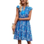 Women's Printed Dress A- Line Temperament Waist-controlled Printed Short Skirt - Image 7