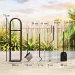 5 Pieces Fireplace Tools Set, Metal Fireplace Accessories Fireside Companion Set With Broom, Shovel, Poker And Bucket, Silver - Image 4