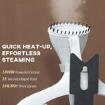 1800W Standing Clothes Steamer, With Accessories - Grey - Image 5