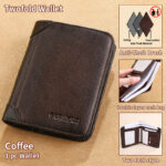 Mens Wallet Genuine Leather RFID Card Holders Cowhide Zip Coin Pocket Wallets For Men