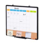 24"x 18" Monthly Calendar Whiteboard & Cork Board Combo With Aluminum Frame – 2-in-1 Magnetic Dry Erase Bulletin Board For Wall Mount – Ideal For School, Home, Office