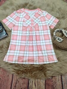 Womens V-neck Striped Patchwork Blouse - Image 2