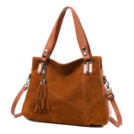 Womens Retro Tassel Zipper Suede Shoulder Crossbody Bag - Image 3
