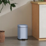 12L Modern Boxy Metal Home Kitchen Bin - Light Blue - Image 4