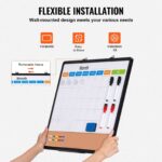 24"x 18" Monthly Calendar Whiteboard & Cork Board Combo With Aluminum Frame – 2-in-1 Magnetic Dry Erase Bulletin Board For Wall Mount – Ideal For School, Home, Office - Image 2