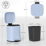 12L Modern Boxy Metal Home Kitchen Bin - Light Blue - Image 2