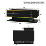 Modern LED Coffee Table With High-Gloss Finish, 100 Cm Length, Gold Accents, 3 Drawers & USB LED Light Strip Adapter-Power Bank Required - Image 5