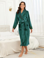 RONGTAI Womens Bathrobe Ladies Fleece Plush Warm Long Robes Fleece Nightgown Sleepwear - Image 4