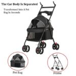 4-Wheel Portable Pet Stroller With Breathable Mesh Puppy Stroller Cat Stroller--black - Image 8