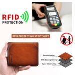 Mens Wallet Genuine Leather RFID Card Holders Cowhide Zip Coin Pocket Wallets For Men - Image 6