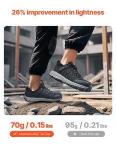 Steel Toe Shoes For Men, US Size 11, Men’s Cushion Sport Safety Toe Athletic Work Shoe, Indestructible Safety Sneakers Lightweight,Breathable Industry Construction Work Shoes, Black - Image 2