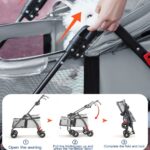 4-Wheel Portable Pet Stroller With Breathable Mesh Puppy Stroller Cat Stroller--black - Image 7