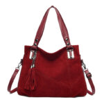 Womens Retro Tassel Zipper Suede Shoulder Crossbody Bag - Image 4
