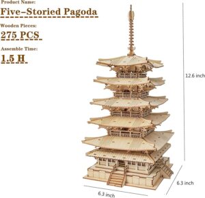 Robotime Five-storied Pagoda 3D Wooden Puzzle Toys For Children Kids Birthday Gift TGN02 - Image 7