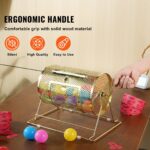 Raffle Drum, 11.6 X Ø7.48 Inch Brass Plated Raffle Ticket Spinning Cage, Holds 2500 Tickets Or 100 Ping Pong Balls, Metal Lottery Spinning Drawing With Wooden Turning Handle, For Bingo Ballot Pa - Image 4