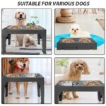 Large Dog Food Feeding Stand Station Stainless Steel Double Raised Bowls Feeding - Image 4