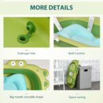 Baby Bath Tub For Toddler Kids Infant Ergonomic Foldable Secure Non-Slip Portable With Baby Cushion For 0-3 Years Green - Image 3