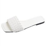 One-word Internet Celebrity Square Toe Flat Heel Women's Slippers - Image 3