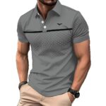 Men's Slim-Fit Printed Lapel Short-Sleeve Polo Shirt - Image 8