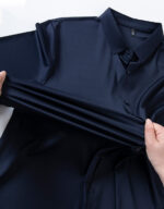 High-elasticity Mens Seamless Wrinkle-free Ice-silk Long-sleeve Shirt - Image 9