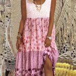 Sleeveless Stitching Summer Round Neck Dress Women's Clothing