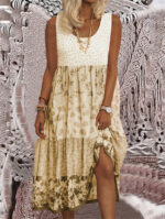 Sleeveless Stitching Summer Round Neck Dress Women's Clothing - Image 3