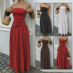 Elegant Polka-dot Off-shoulder Dresses Solid Color Strapless Lady High-waist Robe Commuting Party Business Beach Holiday Outfit - Image 7