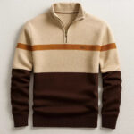 Business Stand-collar Knitwear Half-zip Long-sleeve T-shirt Color-block Pullover Sweaterpremium Quality - Image 5