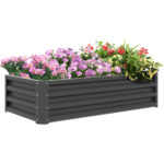 Rectangle Raised Garden Bed Box With Weatherized Steel Frame For Vegetables, Flowers, & Herbs, 120 Cm X 60 Cm X 30.5 Cm, Light Grey