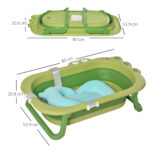 Baby Bath Tub For Toddler Kids Infant Ergonomic Foldable Secure Non-Slip Portable With Baby Cushion For 0-3 Years Green - Image 5