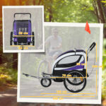 Baby Bike T6railer With 5 Point Harness, Steel Frame, Reflectors, Safety Flag, Hitch Coupler, Purple - Image 3
