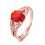 Hollowed, Stacked Open-End Ring In Rose Gold With Red Zircon - Image 2