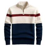 Business Stand-collar Knitwear Half-zip Long-sleeve T-shirt Color-block Pullover Sweaterpremium Quality - Image 8