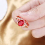 Hollowed, Stacked Open-End Ring In Rose Gold With Red Zircon - Image 4