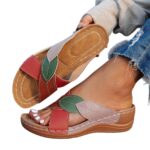 Women's Thick-soled Shoes Cross-strap Color Matching Peep-toe Slippers - Image 5