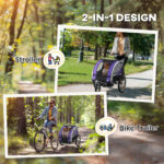 Baby Bike T6railer With 5 Point Harness, Steel Frame, Reflectors, Safety Flag, Hitch Coupler, Purple - Image 4