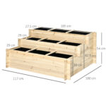 117cm X 100cm X 54cm 3 Tier Raised Garden Bed 6376L Fir Wood Elevated Planter Flower Box With 9 Grow Grids And Non-woven Fabric For Vegetables, Flower, Herb Outdoor Indoor Use - Image 3