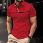 Men's Slim-Fit Printed Lapel Short-Sleeve Polo Shirt - Image 2