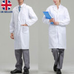 White Doctors Surgeon Lab Coat Scientist Unisex Fancy Dress Costume Outfit