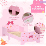 ZONEKIZ Princess-Themed 6W/ Cute Patterns, Safety Rails, For Ages 3-6 Years - Pink - Image 2